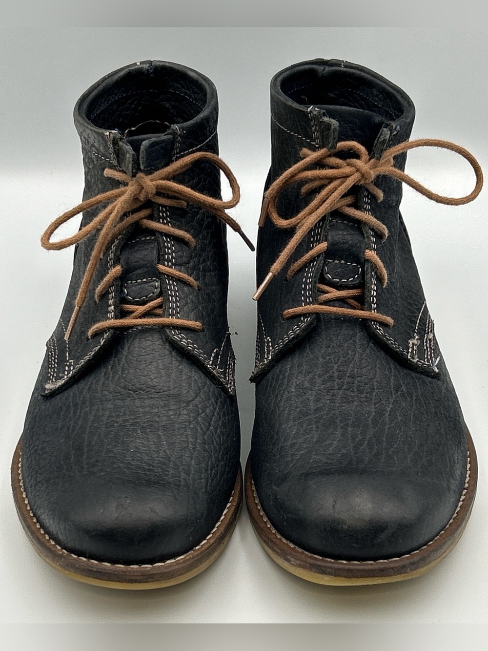 Josef Seibel Ankle Booties Womens 5-5.5 Distressed Blue Leather Lace Up Moto
